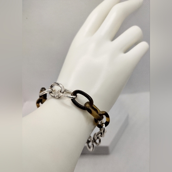 Fashion Chain Link Signed Champs Two Toned Bracelet - Picture 3 of 6